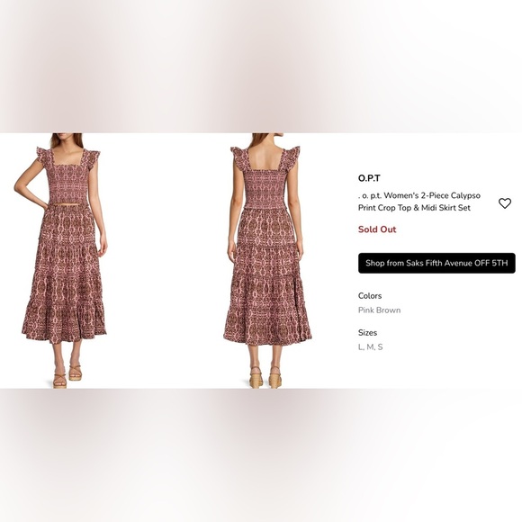 OPT -One Pretty Time Calypso pink/brown Crop top - Picture 10 of 10